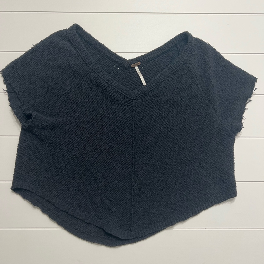 Free People Women's Oversized Summer Romance Short Sleeve Sweater S Knit Vneck